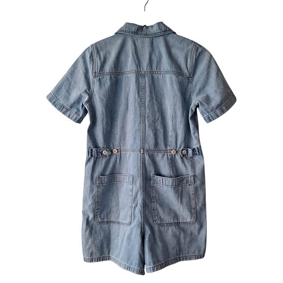 NWT Madewell Denim Utility Romper Short Sleeve Collared Fitzgerald Wash Size XXS - Picture 5 of 16